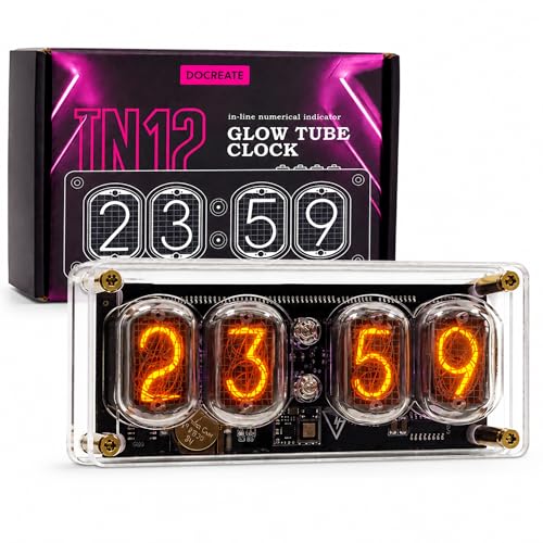 MENDUNER Nixie Uhr Retro Digitaluhr mit IN12 Nixie-Röhren Schreibtisch Uhr mit 4-stelligem Display 10 RGB-Modi Timer und Power Memory (Uhr)