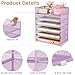 Subekyu 6 Tier Paper File Tray Organizer for Desk, Purple Mesh Desk Letter Paper File Folder Accessories Sorter Organizer with Handle, Stackable Slide Tray for Office, Home or School Supplies Storage