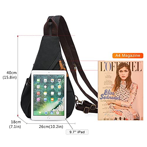 Lovevook Sling Bag Canvas Crossbody Backpack Genuine Leather Shoulder Bag Casual Daypacks For Men Cycling Hiking Travel #TOP1