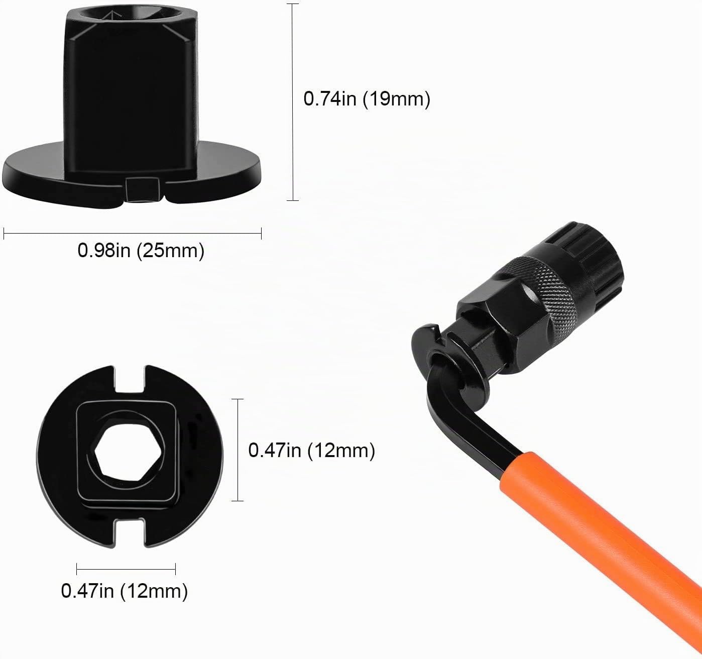 Oumers Herramienta de eliminación de cassette de bicicleta con látigo de cadena llave de la bici Herramientas de extracción de piñones Anillo de bloqueo de cassette de bicicleta