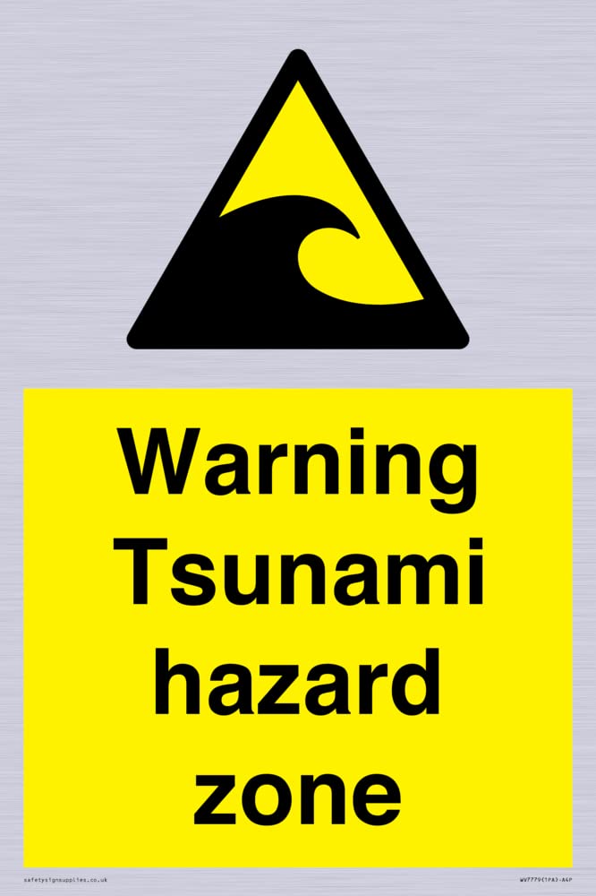 Warning Tsunami hazard zone Sign - 200x300mm - A4P