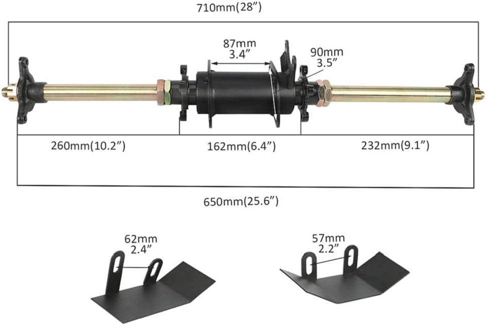 5" 11x7.10-5 Go Kart Tires and Rims, Go Cart Wheels & 3 Studs Wheel Hubs & 28 Inch Rear Axle Shaft Kit – for DIY Karting Go Cart 4 Wheelers ATV UTV Drift Trike Golf Cart Quad Buggy Lawn Mower