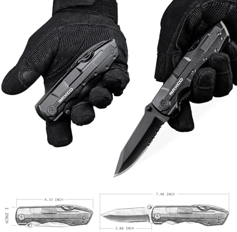 RAXCO Multitool Pocket Knife with Screwdriver Bits and Carrying Shealth, Black - 1