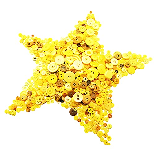 Alfykym 600-700Pcs Yellow Buttons For Crafts Bulk Yellow Craft Buttons Assorted Size For Sewing Diy Crafts Decoration #TOP2