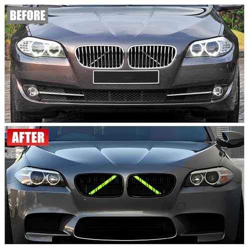 Image of V Brace Wrap Covers Compatible with BMW Grille Inserts StripesWrap | Green Grill Inserts Compatible with BMW 5 Series F10 /6 Series F06 /7 Series F01 /X1 F48 / X2 F39 F13 Accessories