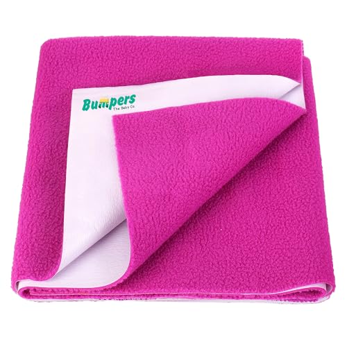 Image of Bumpers Waterproof Quick Dry Sheet for Baby| Bed Pad Extra Absorbent Washable Matress Protector| Baby Bed Protector Sheet for Toddler Children (Rani Pink, Small (70x50 cm))