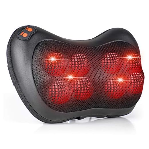 Almohada de masaje, masajeador eléctrico con 8 bolas de masaje y amasamiento térmico, cuello/espalda Shiatsu, masajeador de cintura de hombro de amasamiento profundo para hogar/oficina/coche