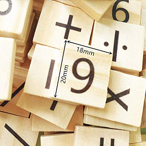 100 fichas de madera con números y símbolos para manualidades miniatura 2