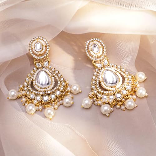 Image of Rubans Necklace Maangtikka Set Gold Plated Kundan & Pearl Jewellery Gift for Women & Girls