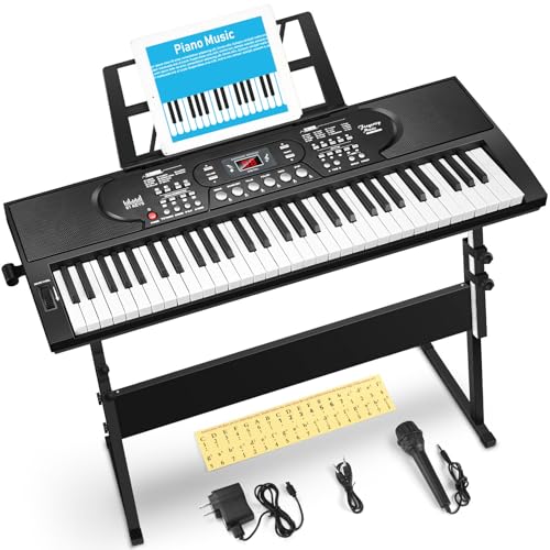 61 Key Keyboard Piano with Stand, Portable Electric Piano Keyboard Kit for Beginners with Stand,...