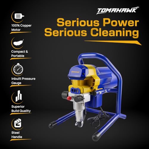 Image of TOMAHAWK APS-9470 1800W Airless Paint Sprayer Machine 3000 PSI High Pressure 2.0 L /Min Flow Rate 519 Multipurpose Nozzle 100% Copper Motor Supports Water & Oil Based Paint Professional Paint Sprayer