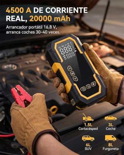 Arrancador de batería coche multifunción con compresor de aire y linterna LED 3