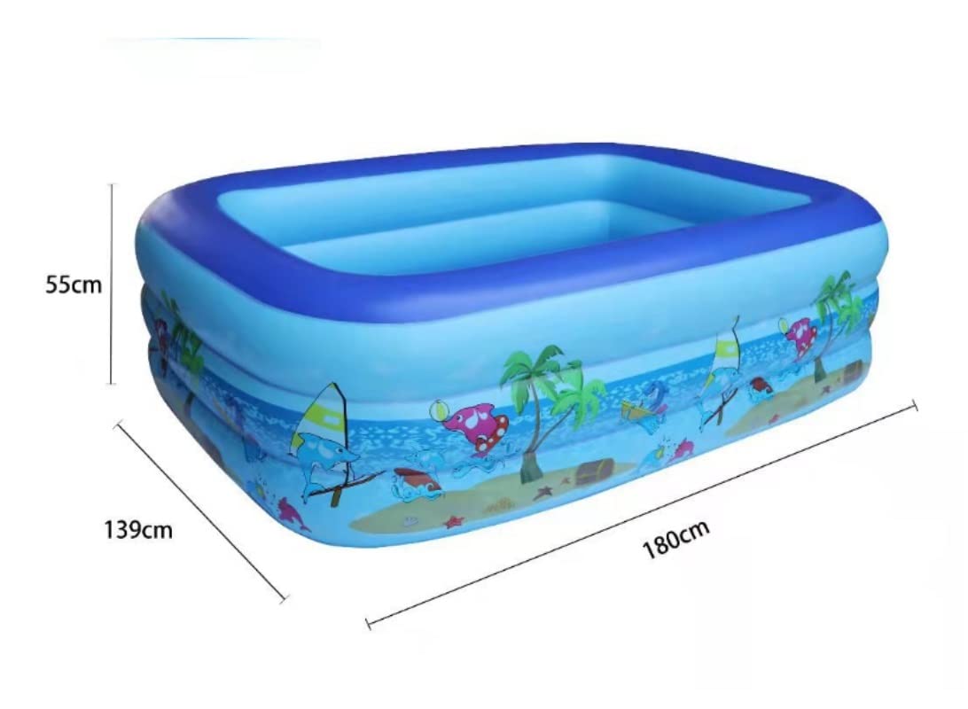 Piscina Gonfiabile Piscina Gonfiabile Piscina Per Bambini A 3 Anelli Piscine Centrali Per Adulti Piscina Rettangolare Per Famiglie Con Giardino Sul Cortile Piscina Per Famiglie(180*139*55cm)