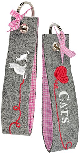 Blue Bug porte-clés en feutre avec motif de chat, gris