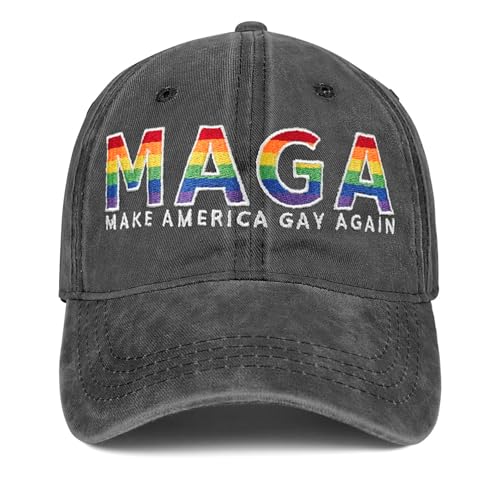 Image of Gay Pride Rainbow Trucker Hat for Men and Women LGBT Embroidered Adjustable Washable LGBTQ Baseball Cap Gifts