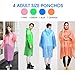 FISHOAKY Ponchos for Adults, Disposable Rain Ponchos Multi-Colored Raincoat for Camping Hiking Traveling Backpacking, 4 Pack