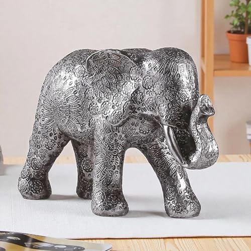 Estatua Elefante Plateada Decoración Moderna 20 cm miniatura 3
