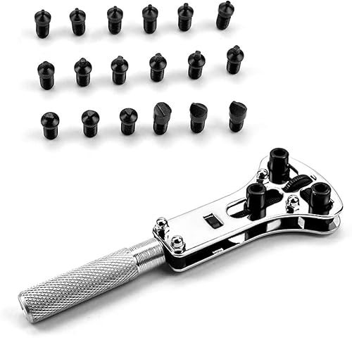 Miniatura 6 de Kit de reparación profesional de relojes, abridor de caja trasera de reloj ajustable con juegos de destornilladores de precisión 5 en 1, llave de 3