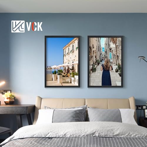 Image of VCK 24x36 Poster Frames - Black, Wide Border Solid Wood Frame, Display Pictures in Horizontal and Vertical, for Home, Office, Gallery, Woodgrain Series, Wall Hanging, 2 Pack