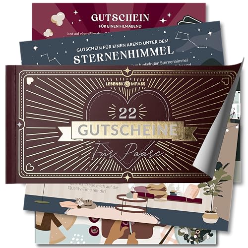 LEBENSKOMPASS Gutscheinheft Paare zum selber ausfüllen - tolle Geschenkidee für den Partner zum Jahrestag, Geburtstag oder Weihnachten - verschenke...