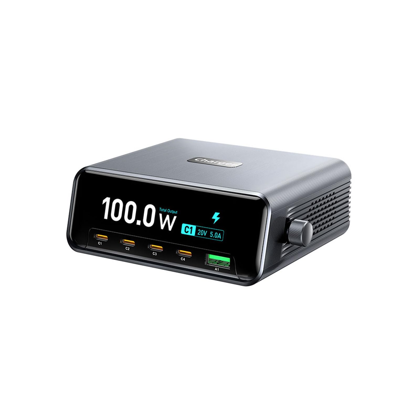 Generic Estación de Carga GAN de 265 W y 5 Puertos con Pantalla HD de 2,3 Pulgadas (Enchufe de la UE)