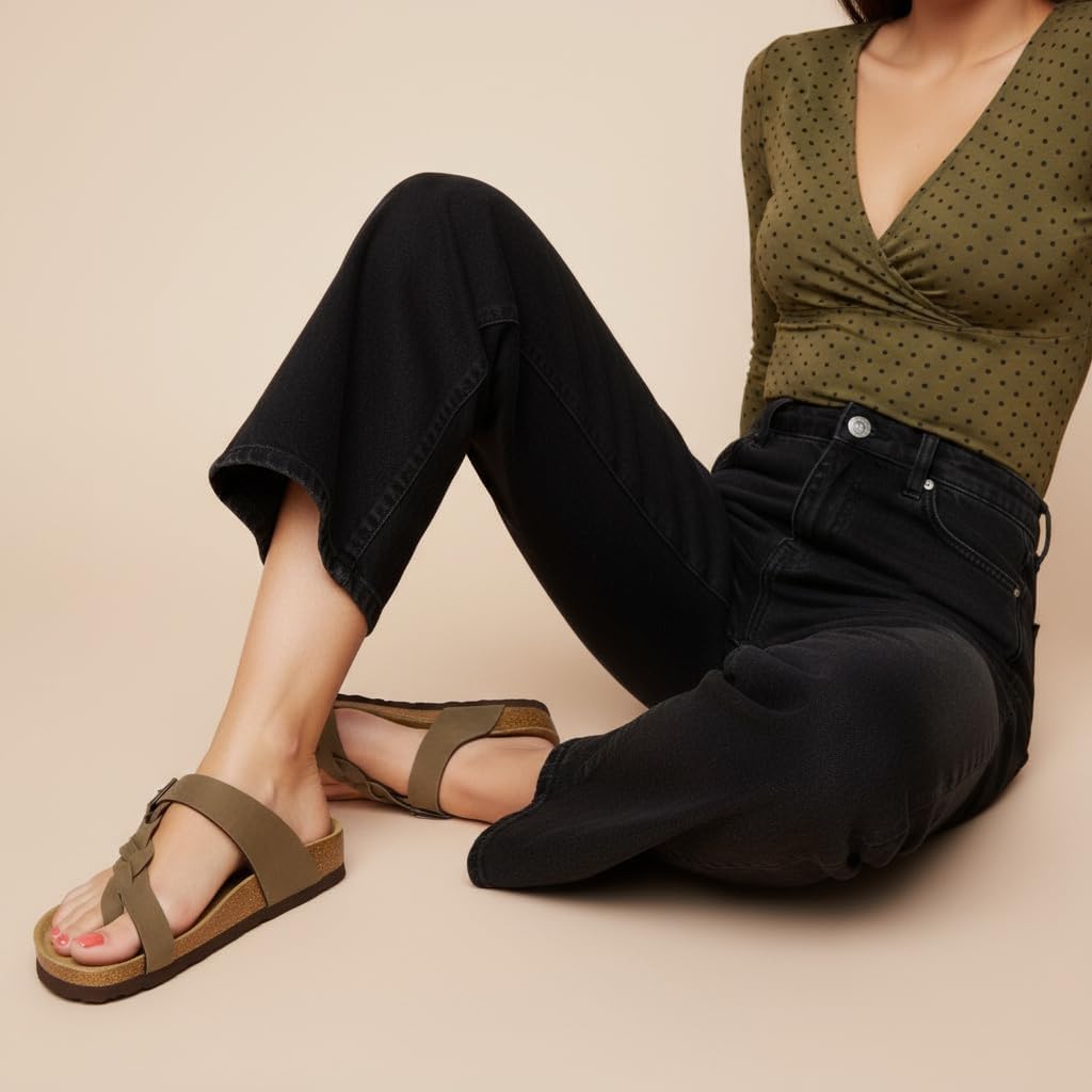 CUSHIONAIRE Women's Libby Cork footbed Sandal with +Comfort and Wide Widths Available, - Image 5