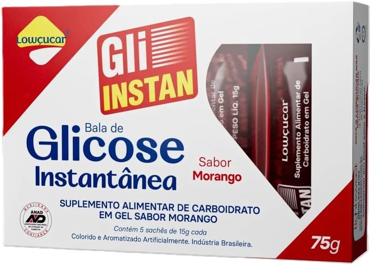 Gli-instan Lowcucar Sabor Morango Glicose Instantanea 5x15g
