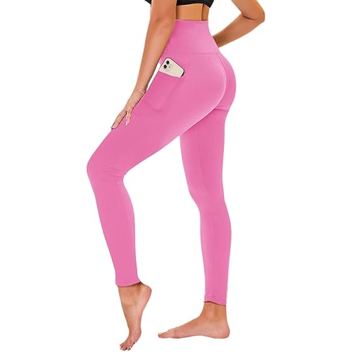 High Waisted Leggings for Women - No See Through Tummy Control Cycling Workout Yoga Pants with Pockets Reg & Plus