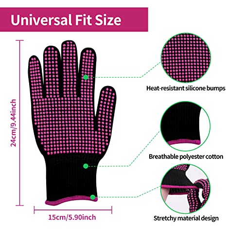 HTVRONT Heat Resistant Gloves for Sublimation - 2Pcs Heat Gloves for Sublimation with Silicone Bumps, Heat Resistant Work Gloves for Women, Universal Fit Size 9.44 * 5.9in