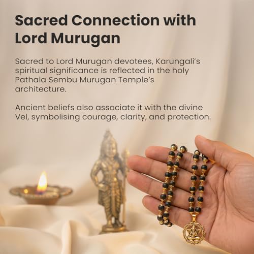 Image of Astrotalk Karungali Malai with Hanuman Kavach Pendant | Karungali Mala Original 54 Beads | Blessings of Lord Hanuman & Murugan | Divine Mala for Protection & Strength | Gift for Man & Woman
