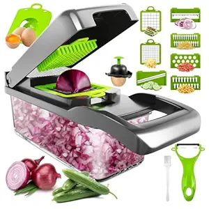 Hatanu Mall 14 in 1 Vegetable and Fruit Cutter, Slicer, Dicer, Grater, Chopper, Peeler, Stainless Steel Blades, Multi Purpose Vegetable Cutter for Kitchen