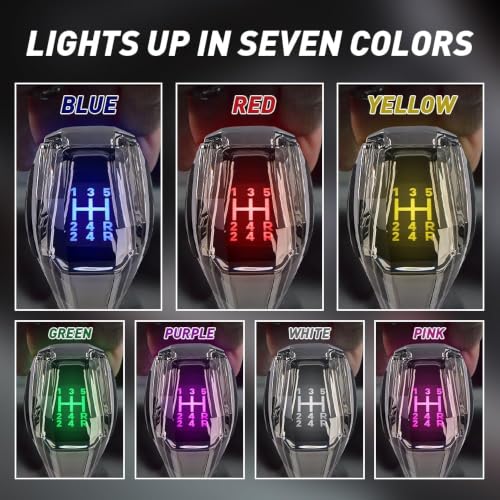 Image of AutoBizarre Cystal LED Gear Knob with 7 Color Touch Activated Multi-Color LED Shift Knob Universal for All Cars (5+R)
