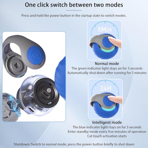 Image of Pet Intelligent Rolling, Interactive Cat Toys, Activity Rolling Ball for Dogs, Motion Activated Automatic Moving, Electric Cat Toy Ball Rechargeable for Large Small Dogs Blue