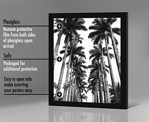Americanflat 22x28 Poster Frame with Polished Plexiglass - Black Picture Frame - Wide Photo Frames Made of Engineered Wood for Vertical or Horizontal Wall Display - Epic Collection - Black