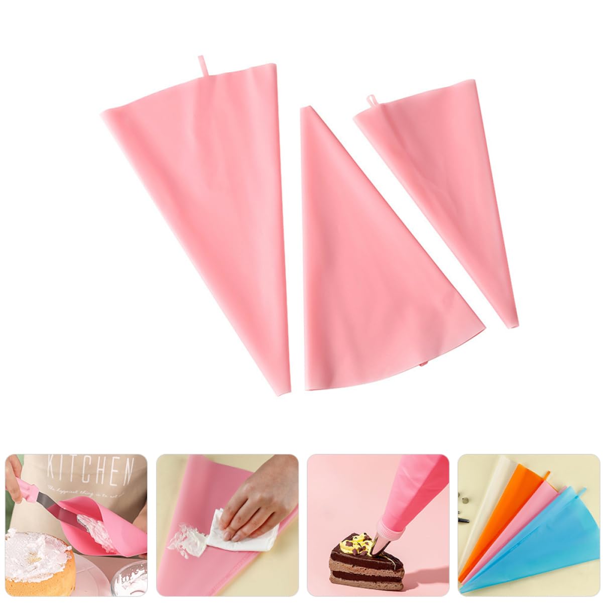 Cabilock Bolsas De Pastelería De Silicona Reutilizables para Decorar Pasteles Y Galletas De Herramientas De Cocina Y para Repostería 3 Piezas X 5