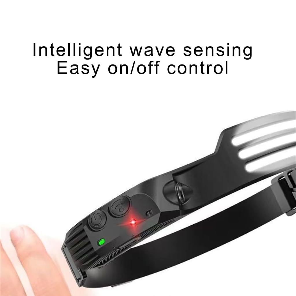 Torcia Frontale LED Luminosa, Ricaricabile, 6 Modalità, Fascia Regolabile, Leggera 53g, Per Campeggio, Trekking E Passeggiate Notturne
