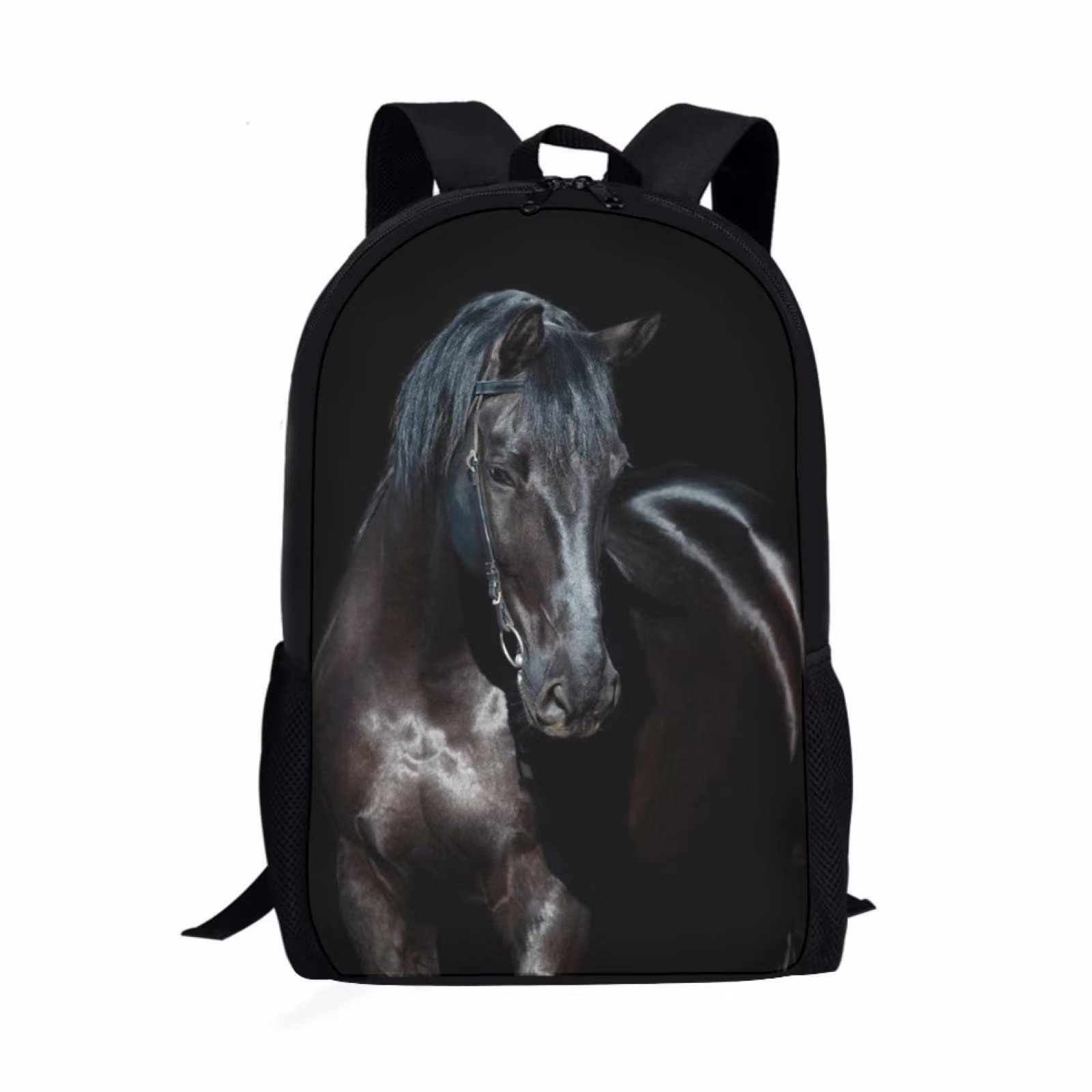 xixirimido Mochila escolar para niños y niñas, bolsa de libros para primaria, Caballo Negro, Talla única, Mochila informal