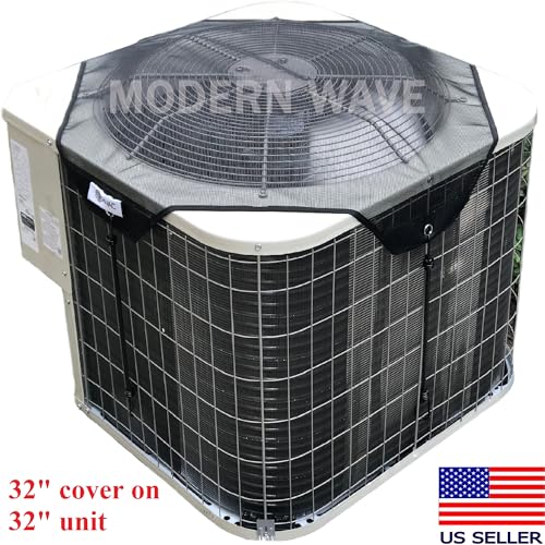 Image of MODERN WAVE Central Air Conditioner Cover for Outside Units 32 x 32 - Top Universal Outdoor AC Cover Defender (Mesh, 32 inch x 32 inch) (Pack of 2)