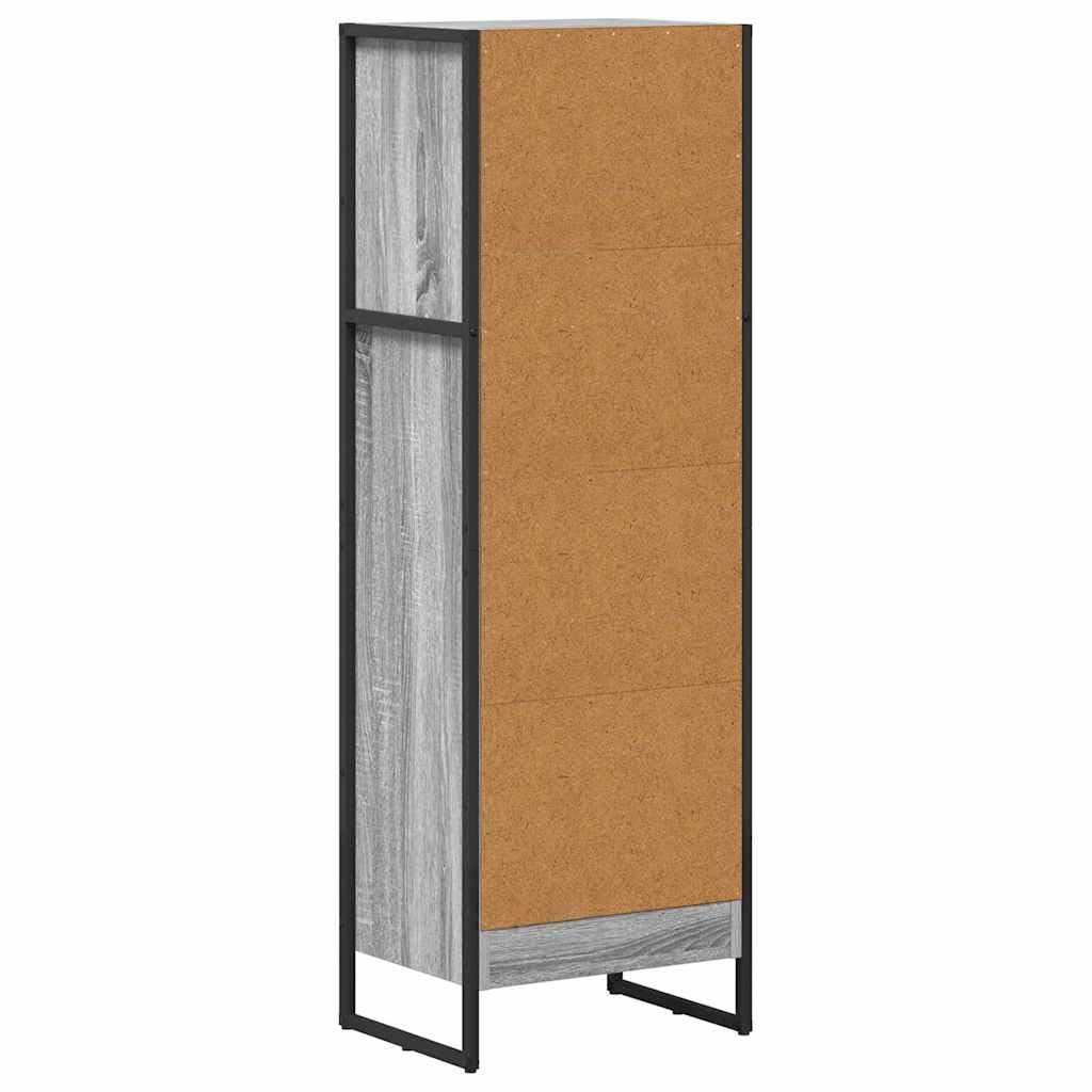 Regał na książki szary Sonoma, 80 x 30 x 155 cm, materiał drewnopochodny ze stalowymi nogami, przemysłowy regał stojący do salonu, biura, sypialni, uniwersalna półka