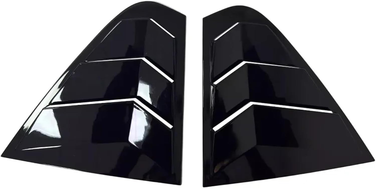 for Skoda Rapid Sedan 2012-2018 Pair Car Rear Louver Window Side Shutter Cover Trim Sticker Vent Scoop Carbon Black Accessories(Gloss Black)