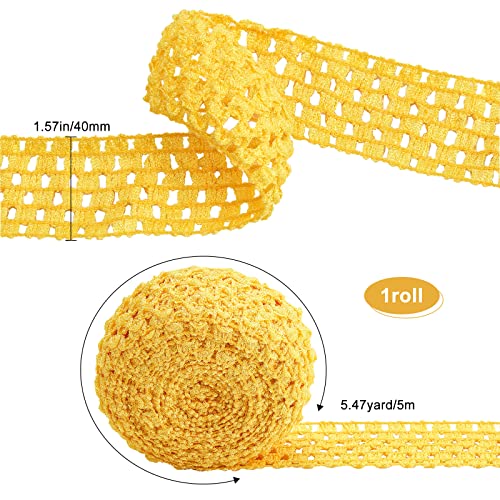 GORGECRAFT 5.5 Yards 1.6" Wide Elastic Crochet Headband Ribbon Polyester Crochet Stretch Trim Fabric for Hair Accessories Tube Top Hair Band Making - Image 2