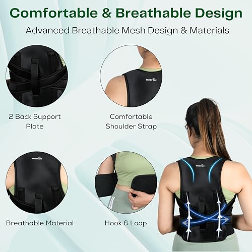 Image of Wonder Care Posture Corrector for Men and Women, Back Support Belt with Metal Inserts, Shoulder Straightener for Upper and Lower Back Pain Relief and Back Alignment (28 inch-48 inch)