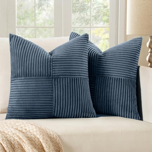 MIULEE Blue Decorative Throw Pillow Covers 18x18 Inch for Couch