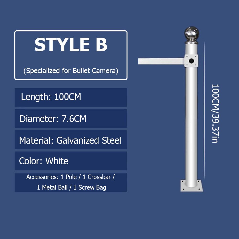 Este Soporte para cámara de vigilancia, Soporte Universal para Pared y Techo para cámaras Domo, Poste de Metal Resistente a la Intemperie, Longitud Ajustable de 100 cm.