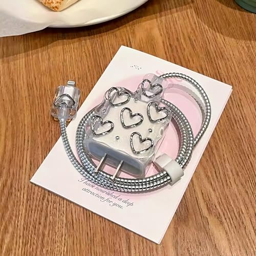 Funda de cargador para iPhone 15 con protector de cable glitter de 20W 7