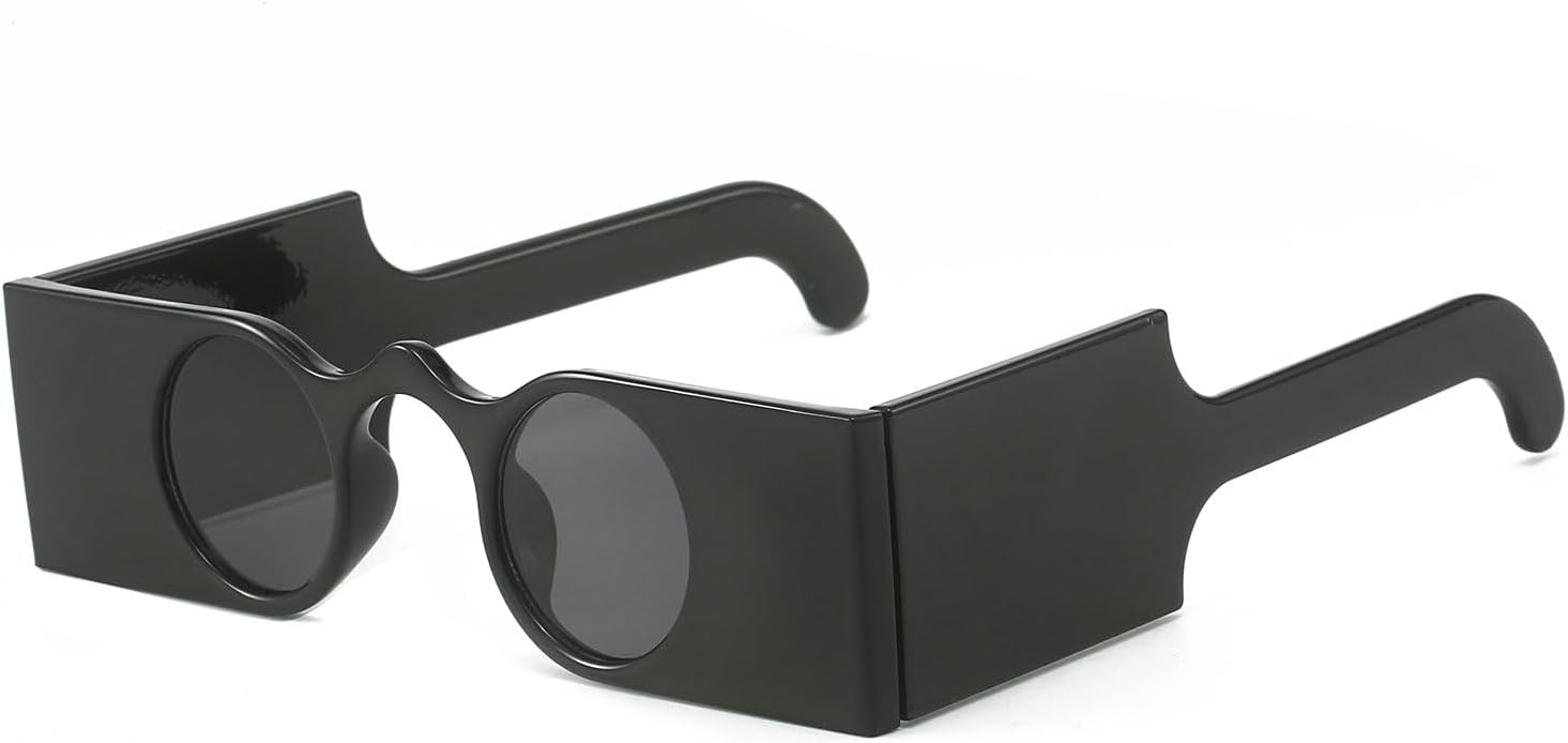 LJCZKA Retro Punk Sunglasses for Men Women Trendy Vintage Side Shield Unique Small Rectangle Hip Hop Sun Glasses