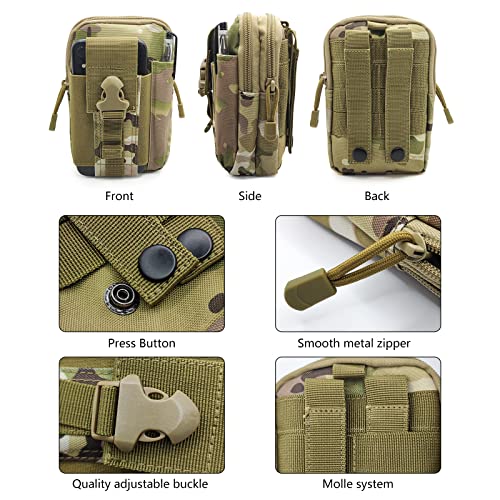 Long Keeper Hiking Waist Bag Small Molle Pouch Tactical Utility Belt Pouch, Outdoor Waist Pack, EDC Pocket Organiser Bag with Cell Phone Holster for Cycling Running Hiking - Image 4