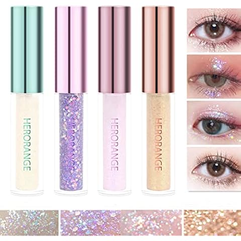 Set de 4 sombras de ojos líquidas con purpurina y sombra de ojos metálica Cover