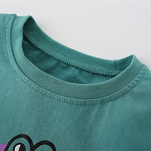 Camisetas de manga comprida para bebês meninas verão estampa de desenho animado dinossauro verde esc
