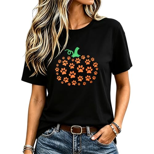 Halloween Pumpkin Shirt Women Graphic Tee Fall Casual Shirt - image 1